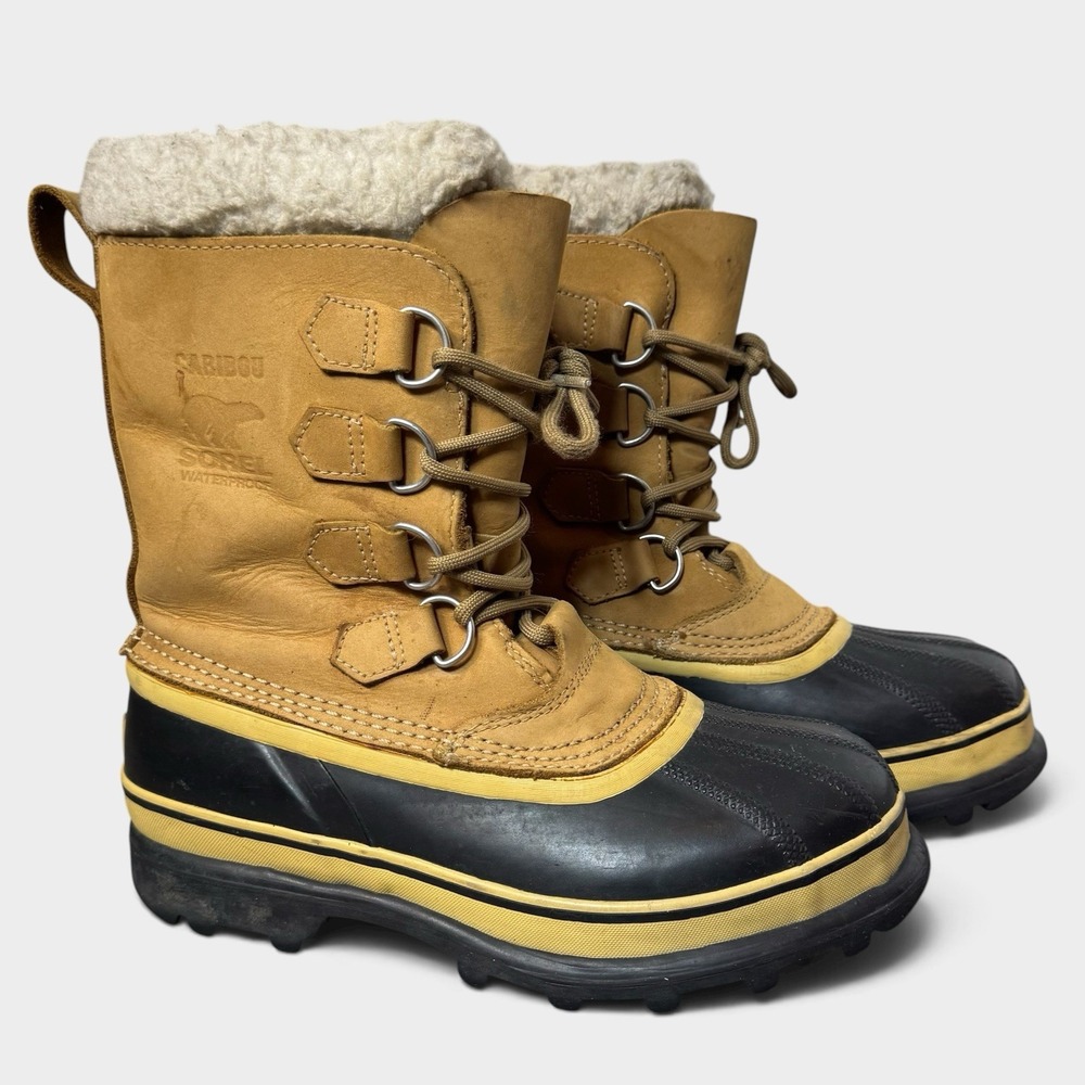 Sorel Caribou Brown Faux Fur Waterproof Winter Snow Duck Boots Womens 8 Outdoor